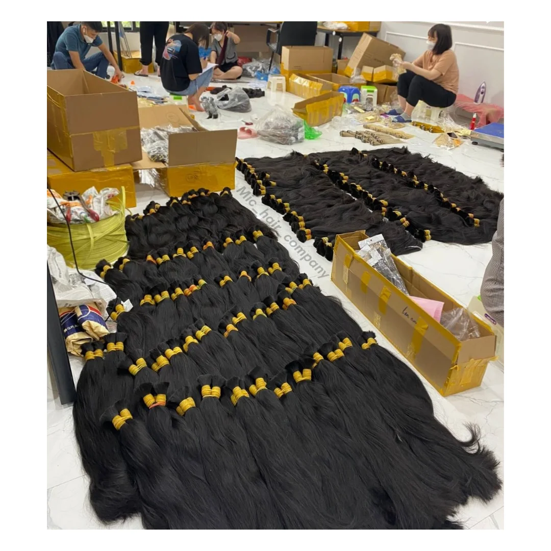 Top Quality Human Remy Bulk Extension Raw Cuticle Aligned Hair Black Human Hair