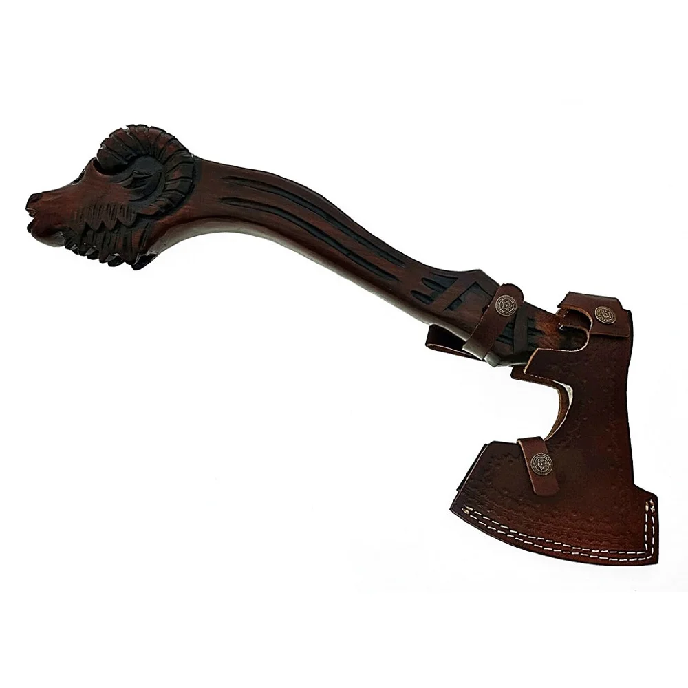 
Custom Handmade carbon Steel Viking Style Axe Camping Axe High Quality Tactical Axe Hatches With leather sheath AX-28 