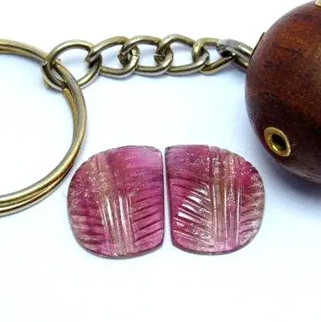 Natural Pink Tourmaline Leaf Carving
