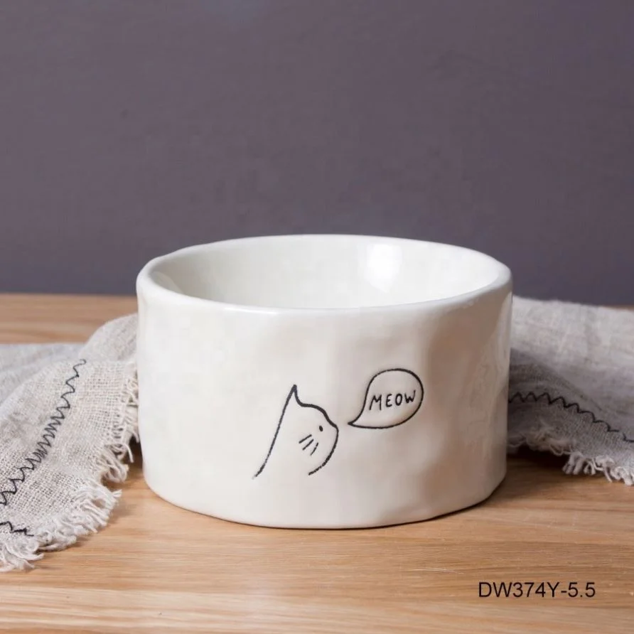 Wholesale custom pet food bow water dish porcelain pet slower feeder ceramic bowl pet smart bowl