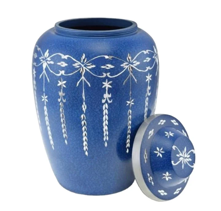Blue Diamond Human Ashes for Funeral Metal Classic Cremation Urns And Customized Size Memorial Keepsake Urns