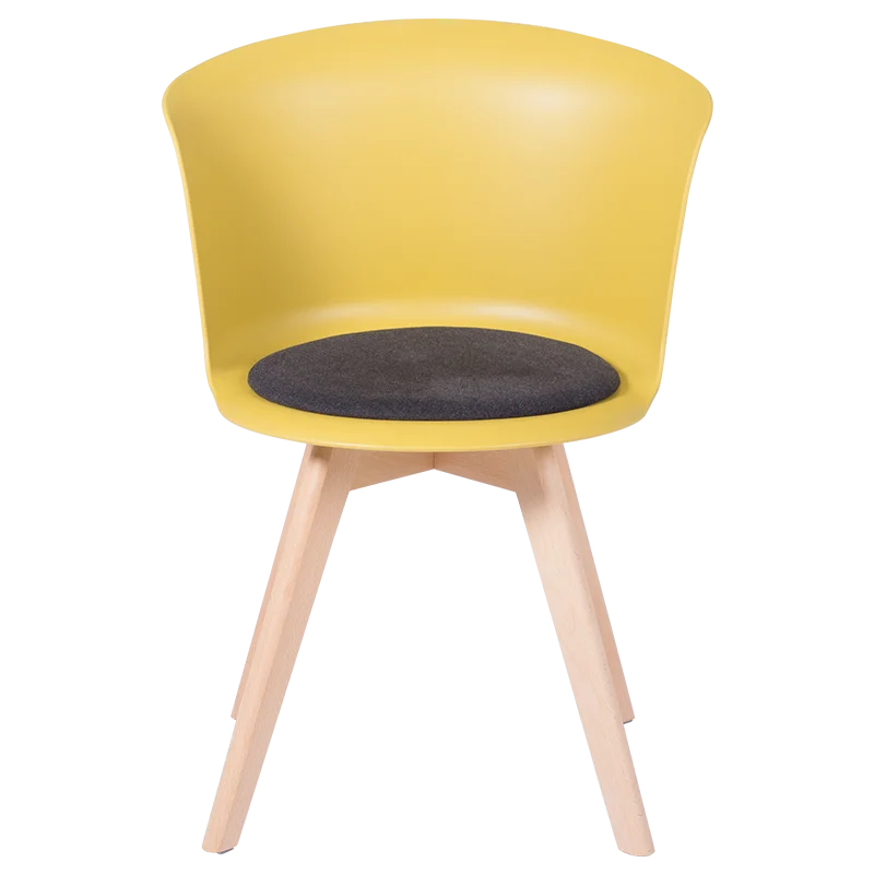 Dining restaurant home modern chair with robust fabric with wooden legs Carmen 9968 - Yellow White