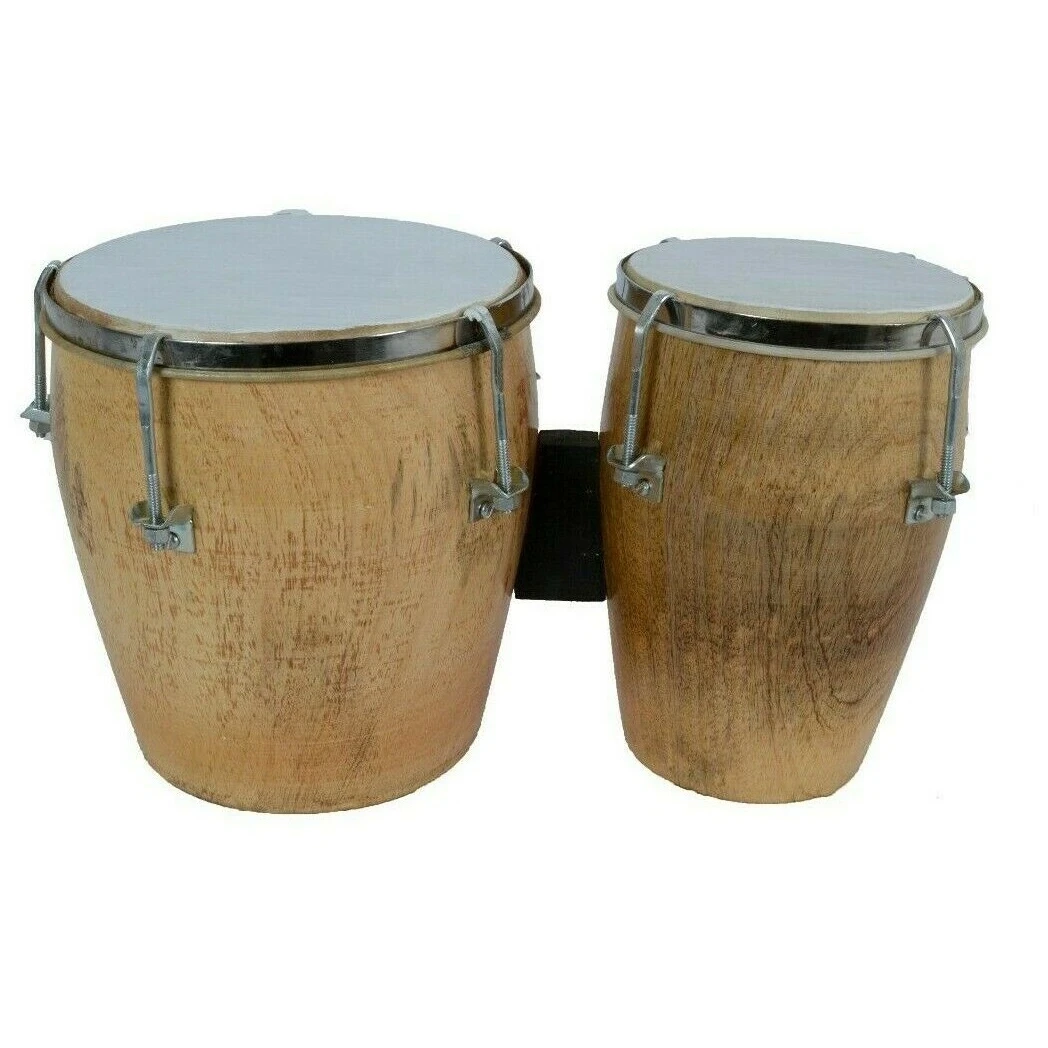 Bongo Drum Set Wood Instrument Folk Musical Natural Professional Sound Two Piece 1 Set 29 Cm X 17 Cm X 18 Cm 1200 Gram Percusion