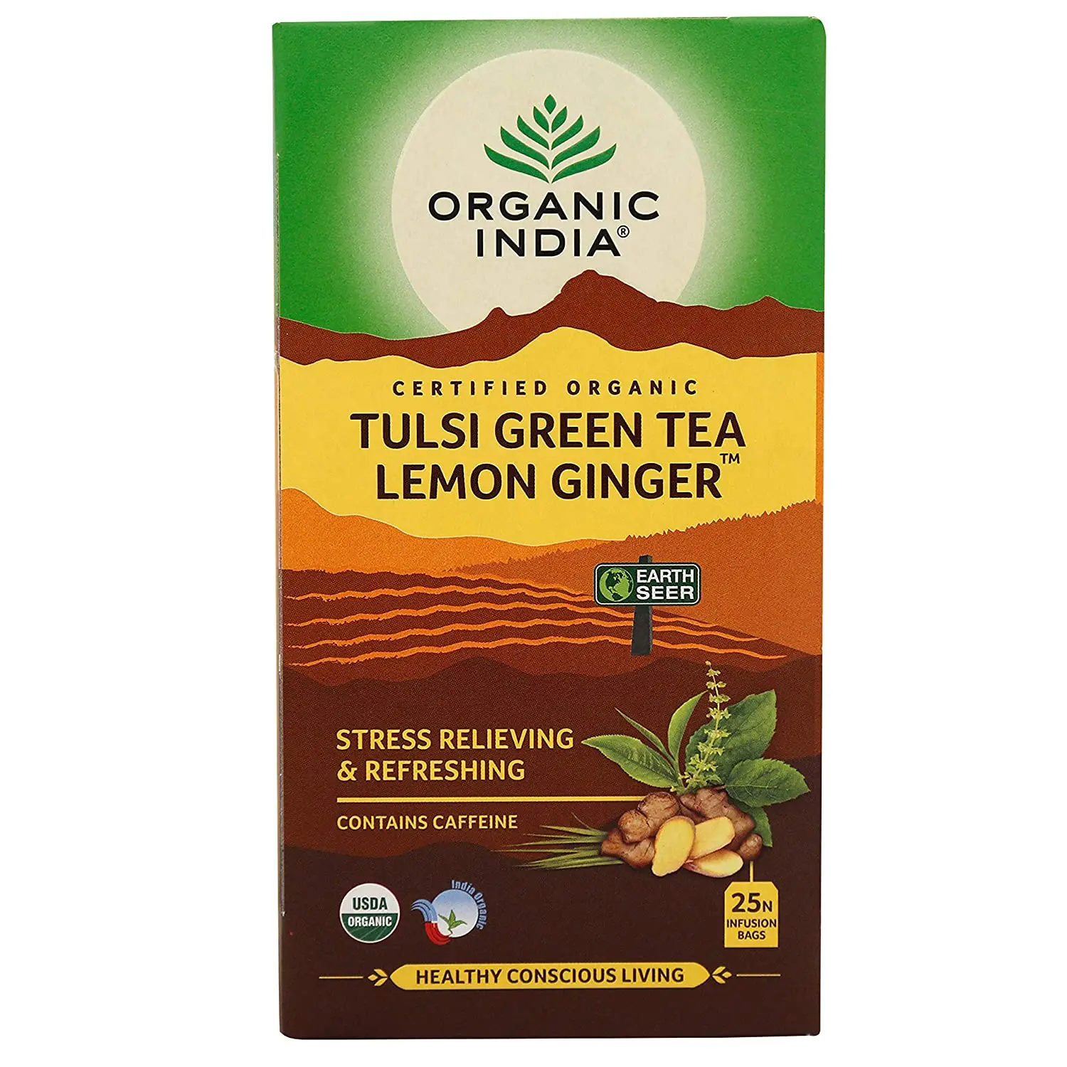 Organic India Tulsi Green Tea Lemon Ginger 25 TB