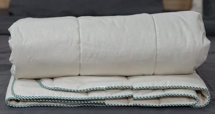 luxury european bedding set patchwork  Natural linen quilt Wool stuffed Wool Comforter All season linen blanket