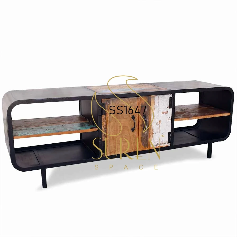 Reclaimed Wood Open Shelves TV Cabinet Indian Handcrafted designer Tv Cabinet Entertainment Unit hall unit wooden furniture