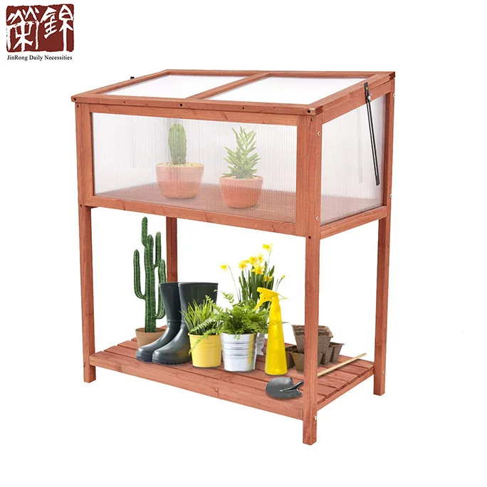 Garden Portable Wooden Cold Frame Greenhouse Raised Flower Planter Protection