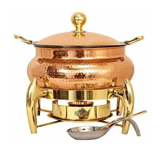 Luxury Royal Style Copper Finishing High Quality Large Chafing Dish Customized Design Buffet Food Warmer For Wedding Catering.