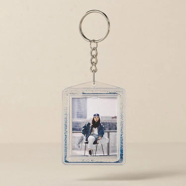 35*45mm Fits Two Photos High Quality Sparkling Rectangle Shaped Acrylic Glitter Frame Keychain