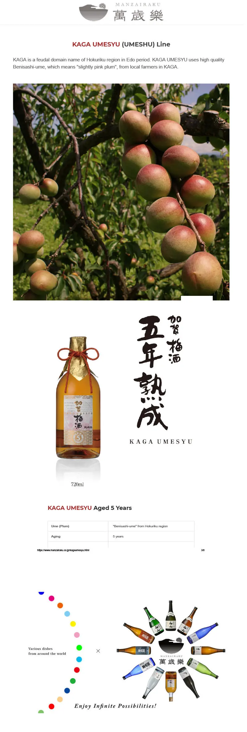 Manzairaku Kaga Plum Wine 720 ml
