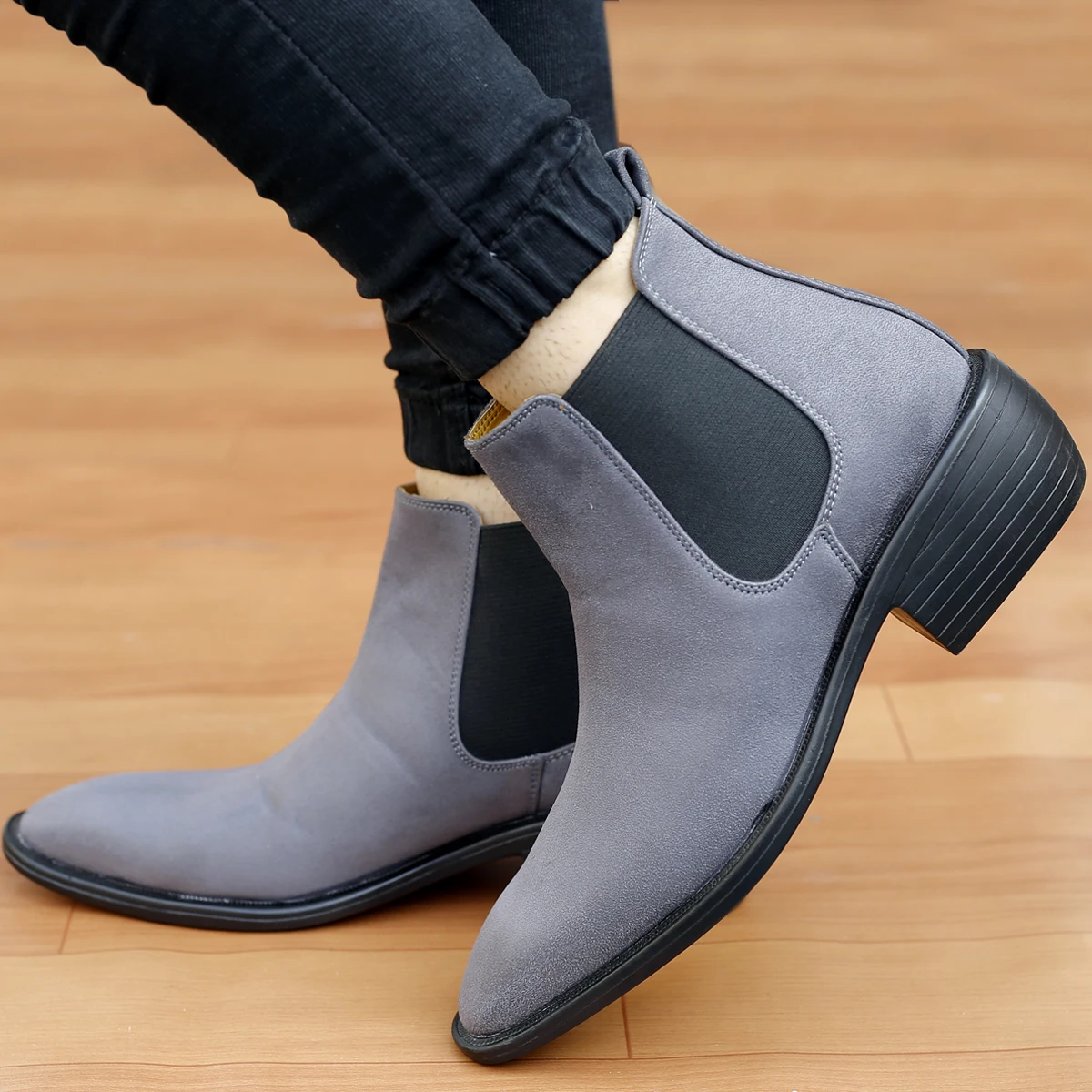 High Fashion Height Increasing Elevator Men`s Chelsea Boots (1600131532468)