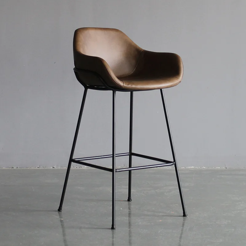 Transitional Design 510*530*1020 PU Leather Black Metal Legs Regular Shape China Barstool Kitchen Furniture