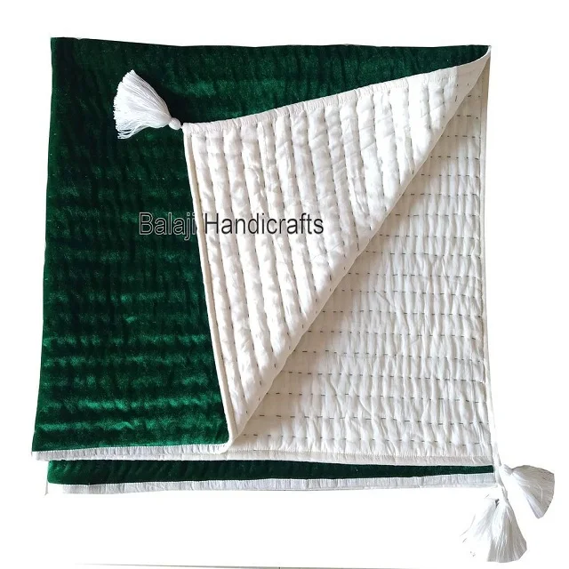Wholesale Indian Handmade Quilt Velvet Quilts Kantha Quilts Reversible Blanket Cotton Bedspread