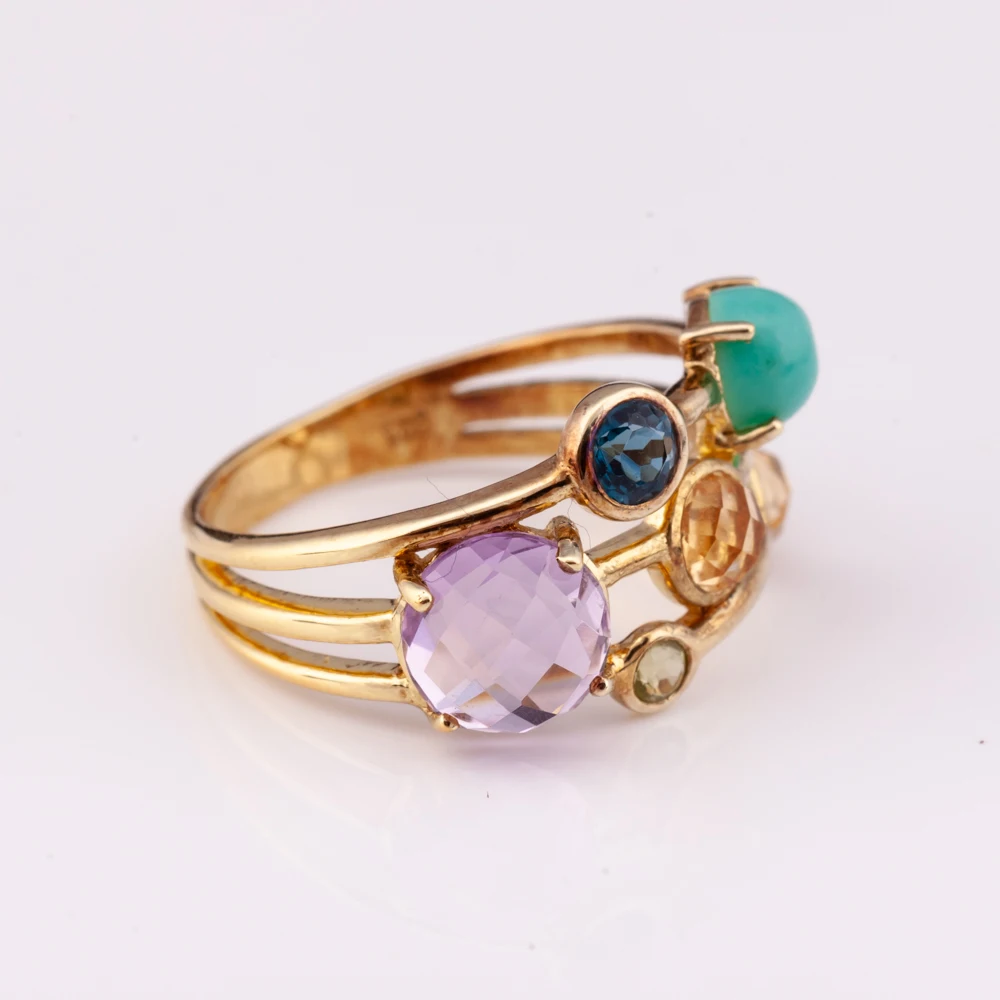 High Fashion Jewelry Silver 925 14K gold plated elegant natural gemstone ring high quality factory price