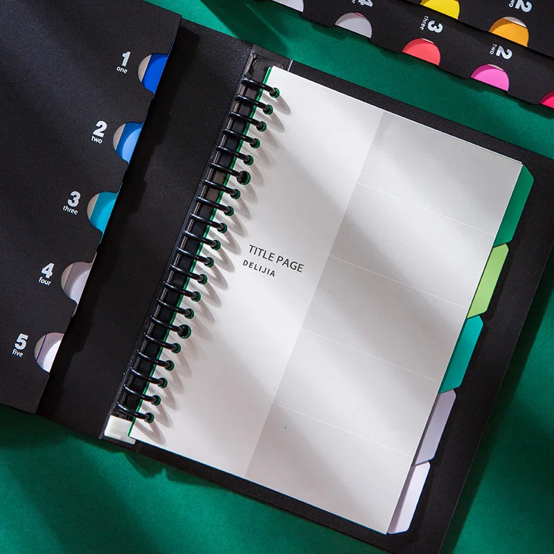 Wholesale A5 Custom Diary PP Cover Refillable Spiral Note Book Loose Leaf Binder Journal Notebook With 5 Colorful Dividers