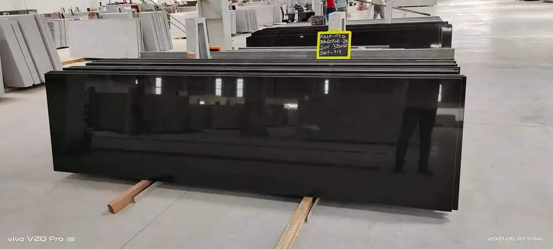 Hot Selling Polished 6cm Absolute Black Granite cutter slabs 60mm Indian Black Grenite monument