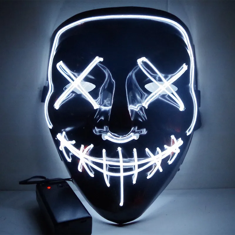 LED Mask Light Up Party Mask Neon Cosplay Mascara Glow In Dark Masque Purge Mask