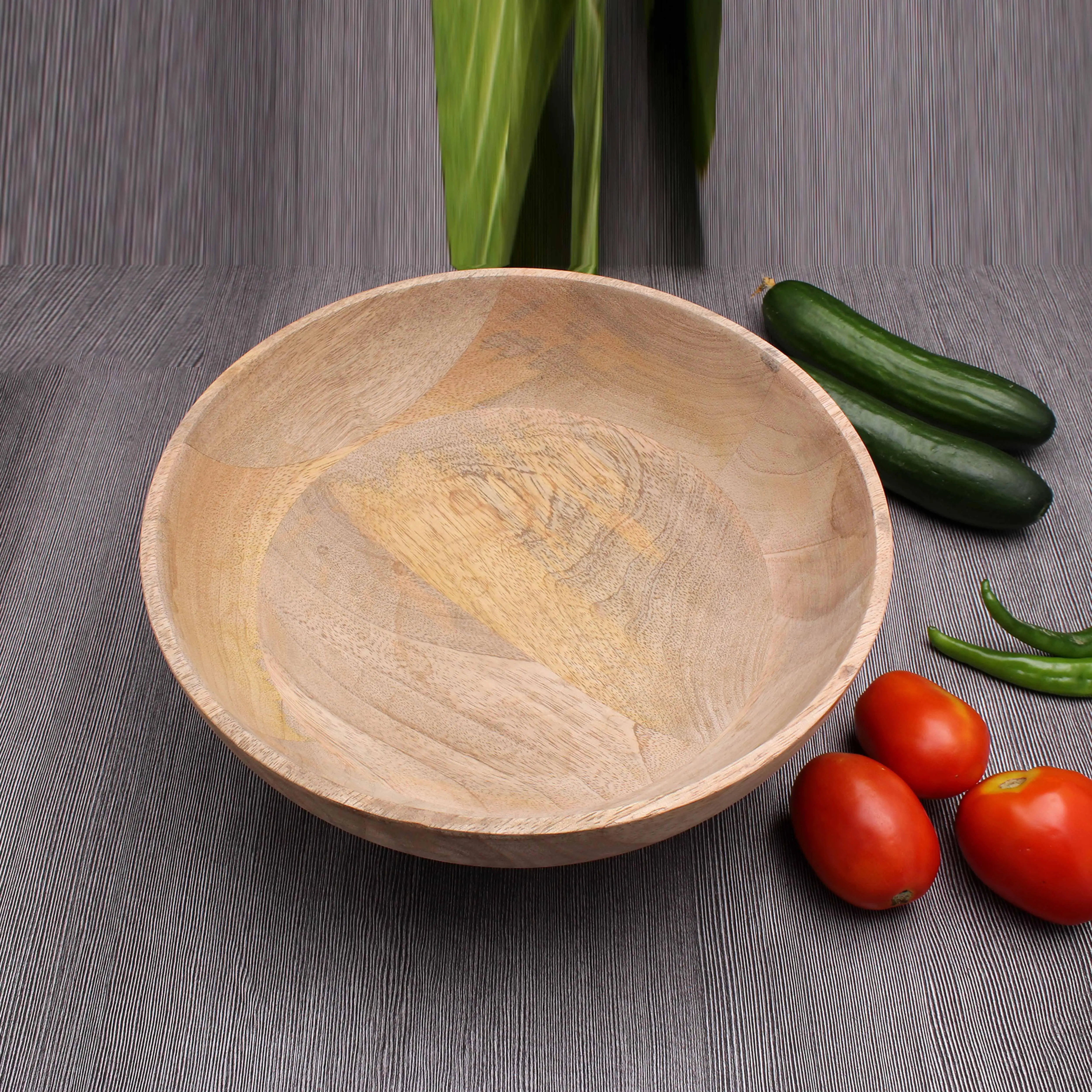 Personalized Acacia Wooden Serving Bowl Round Shape Salad Snacks Breakfast Serving Bowl Creative Fancy Acacia Wooden Bowl