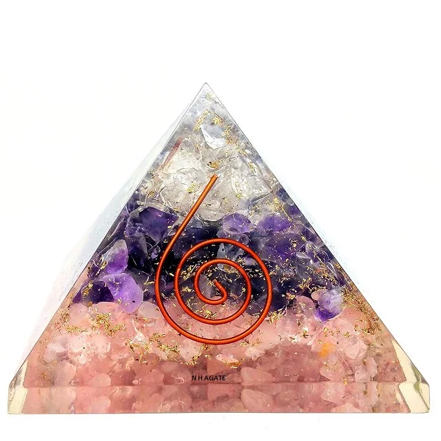 Best Selling Amazon Orgonite Pyramid I Amethyst Rose & Clear Quartz Gemstone Orgone Pyramid : Buy From N H AGATE