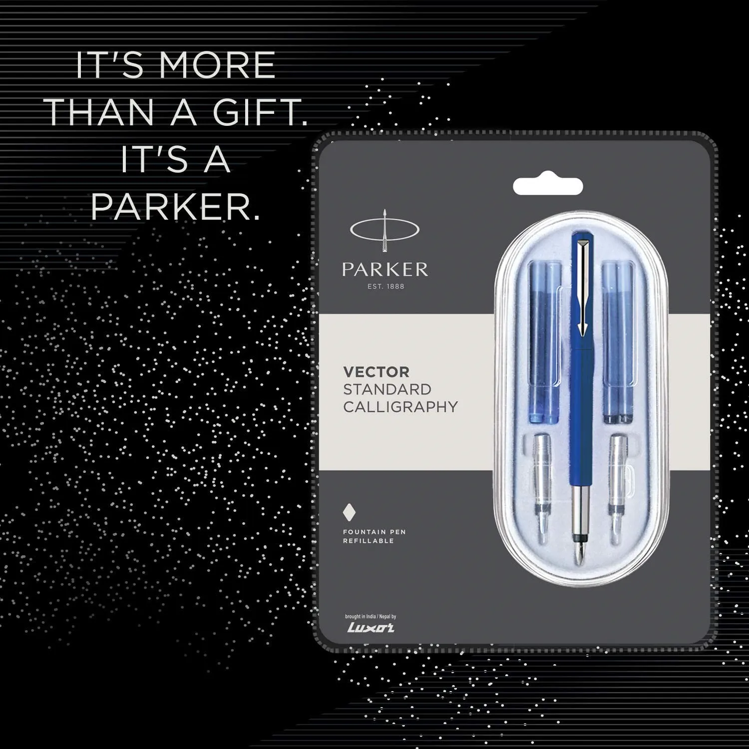 Перьевые ручки Паркер вектор Стандартный каллиграфия перьевых ручек с синего и черного цветов картридж чернилами дополнительный наконечник (средних широких)