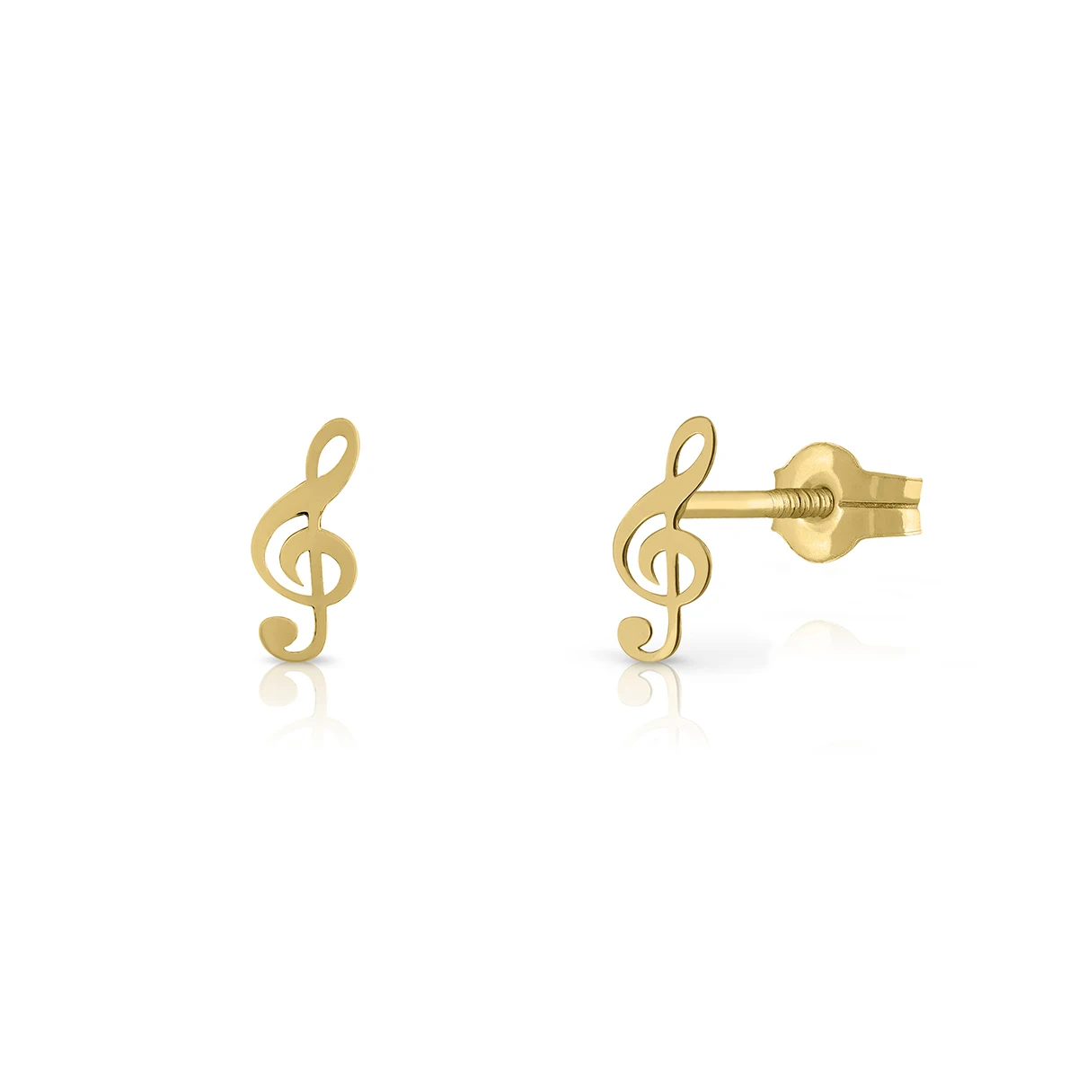 9K SOLID GOLD Fashion Earrings (Available 10k-14k-18k) Music Sol Key Women Children Kids Ear Clip Screw Back Made in Spain