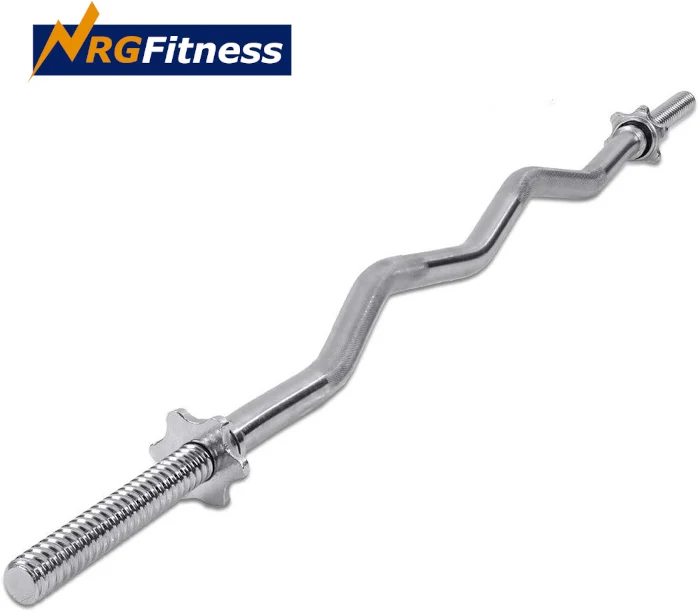 High quality 5 kg EZ curl barbell rod with start collars for weight lifting and strength