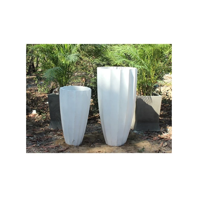 Оптовая продажа роскошный высокий круглый граненый горшок набор из 2 современных Дизайнерских Украшений Для наружных посадок от вьетнамского лучшего поставщика