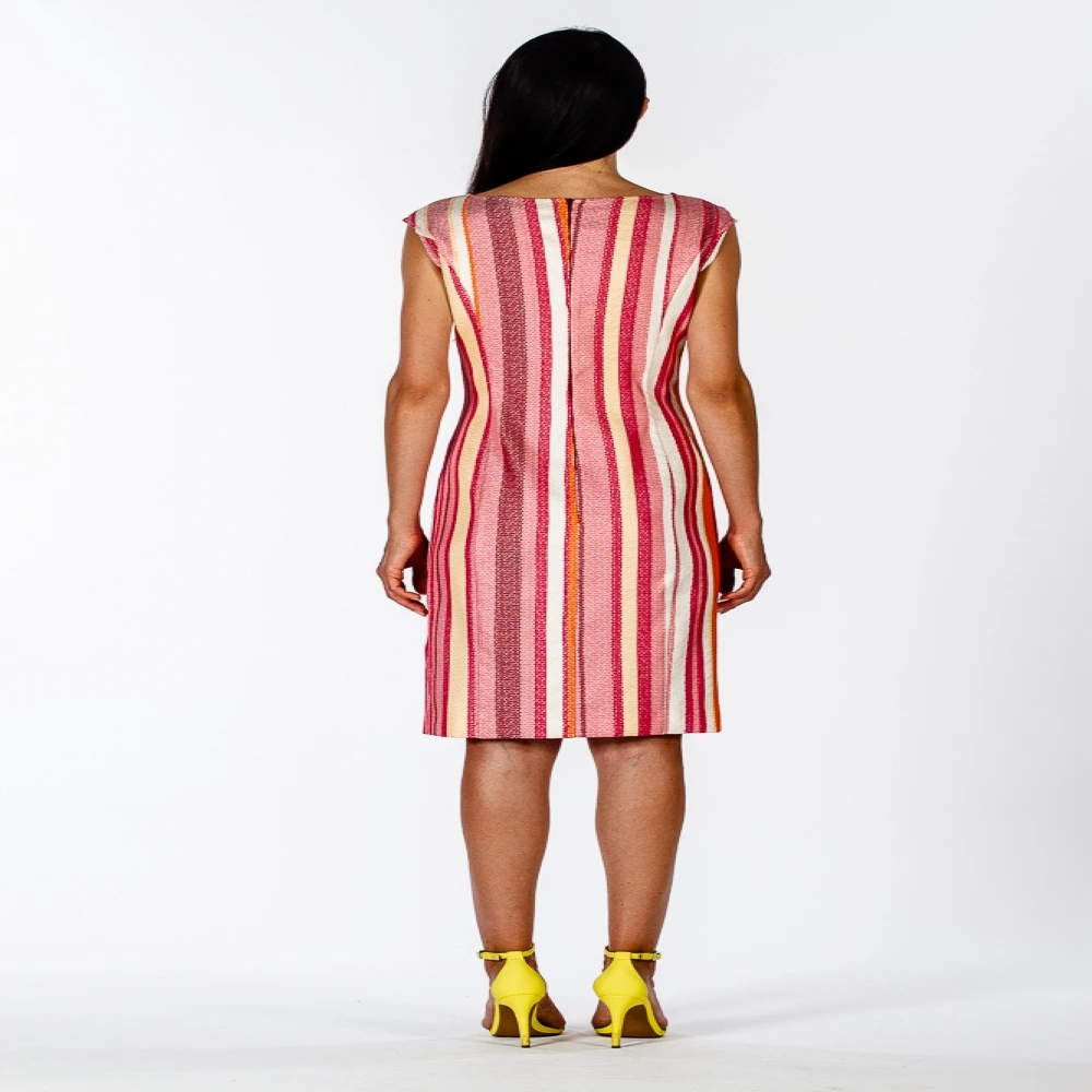 Top Quality Made in Italy Multicolor Striped Dress Midi dress Sleeves for Every Day