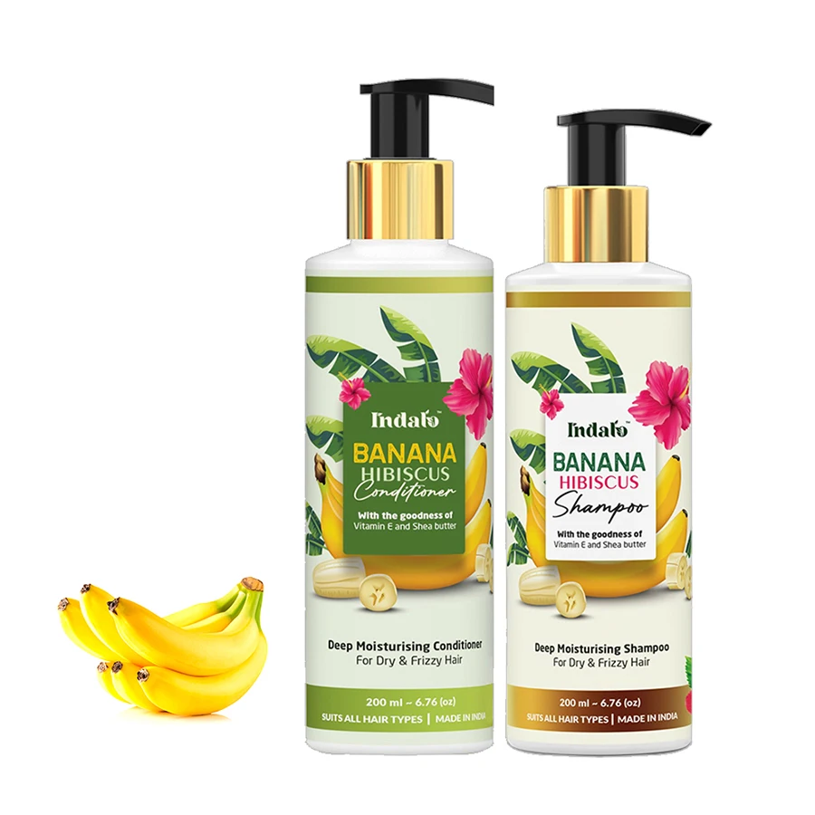 High Quality Banana Hibiscus Shampoo Conditioner Set Organic Vegan Cream for Nourishing Moisturizing Hair-Repairing for Adults