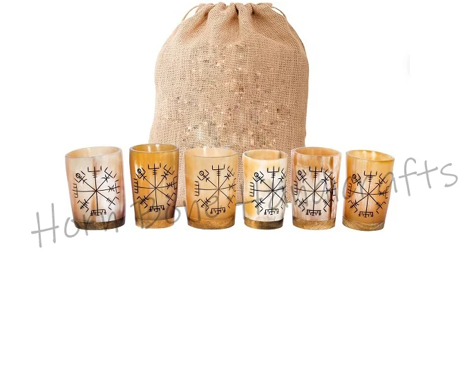 High Quality Natural Horn Shot Glass Vodka And Tequila Glass Mini Glass Buffalo Horn Made Viking Style Drinking Horn Cups