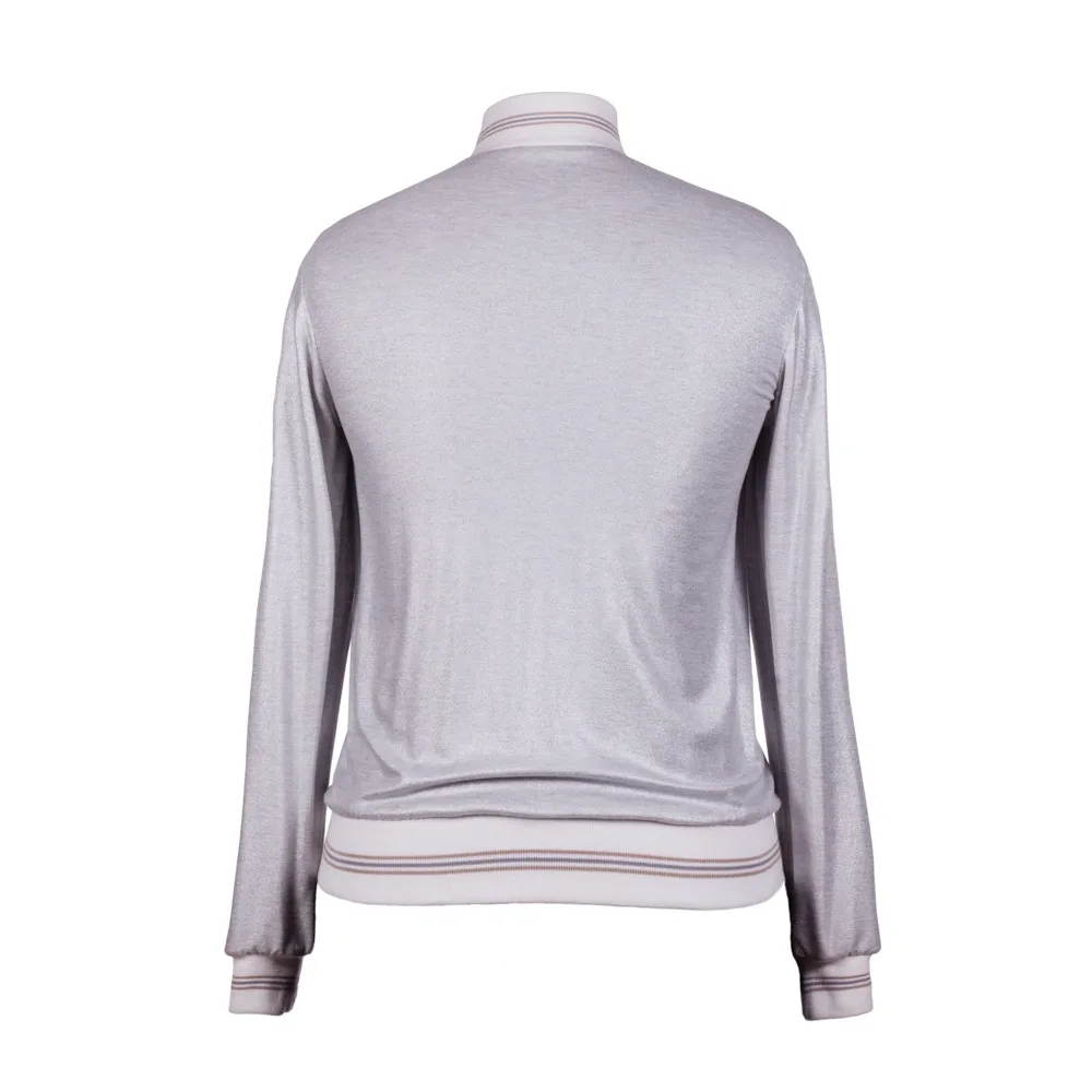 
Womans nappa college bomber with jersey silver Made in Pakistan 