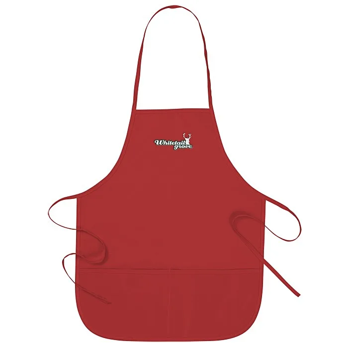 Cheap 130gsm OEM solid design V-neck side tie customized butcher kitchen baking children buckle Funny apron with slogan printed