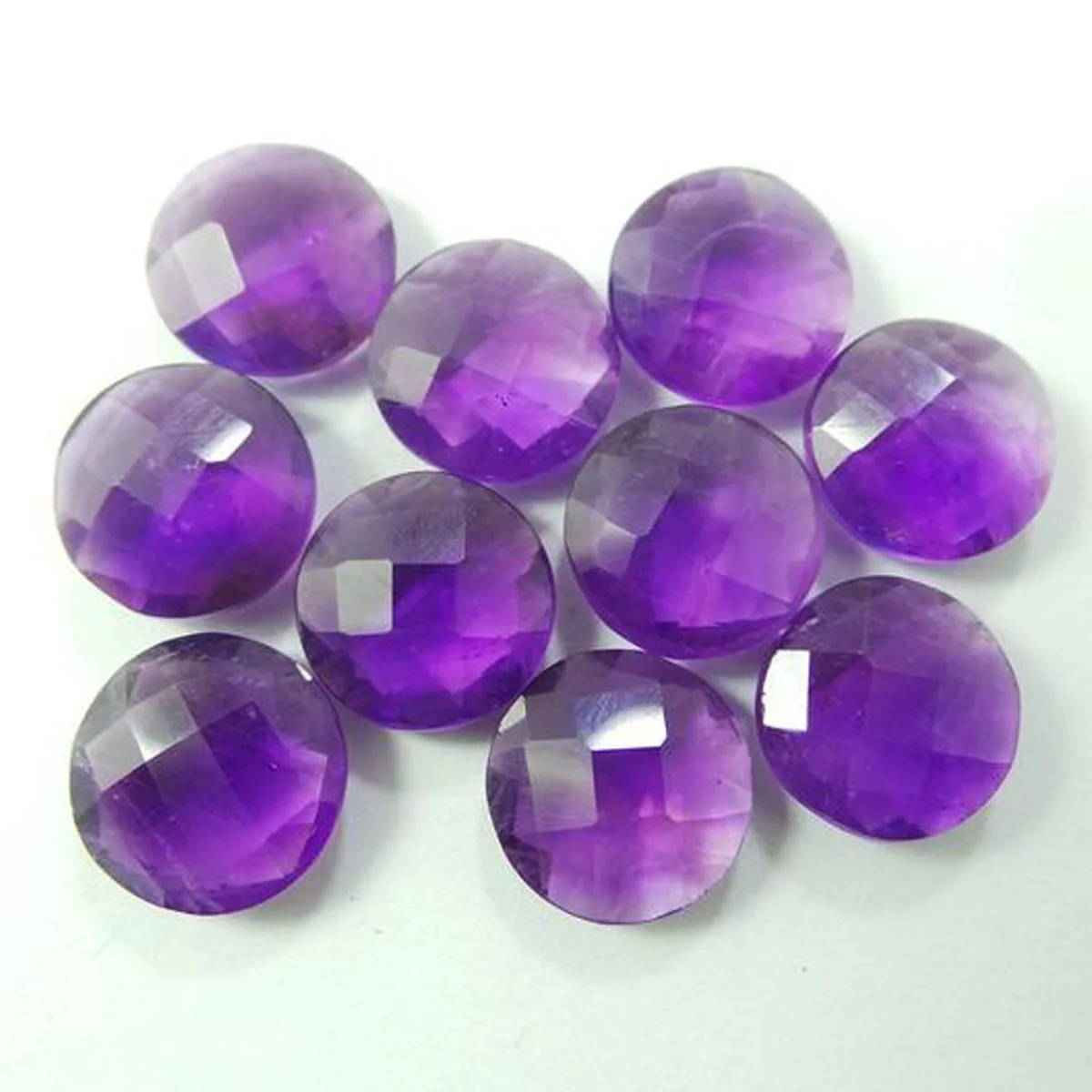 Фиолетовый Аметист Круглый шахматной огранки 14x14 мм неоправленный полудрагоценный камень серьги Поставщик необработанных стерлингового серебра