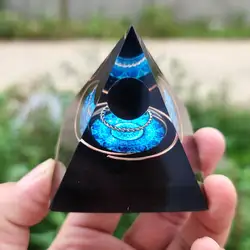 Reiki Orgone Pyramid Obsidian Crystal Sphere Orgonite Energy Copper Circle PTSD Orgone, Orgone Accumulator, EMF Orgonite
