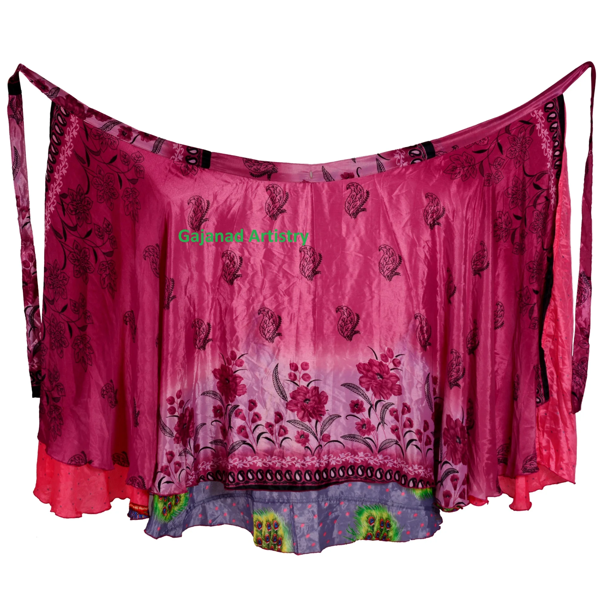 Длинная юбка с запахом, праздничные Летние повседневные пляжные юбки, пикантный дизайн, дизайнерское Шелковое Сари с принтом, двустороннее Двухслойное длинное запахом