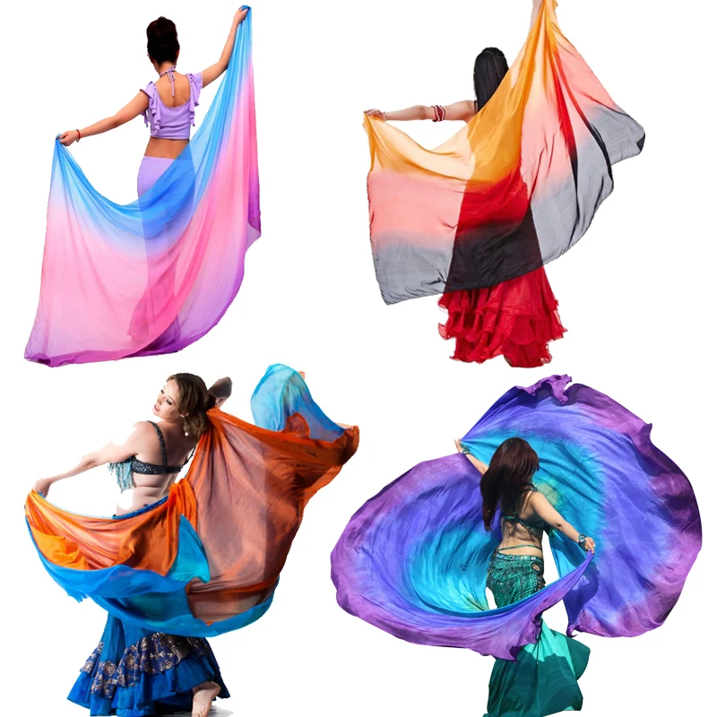 Discount offer stunning rich belly dance light weight silk veil for stage performance or dance performance