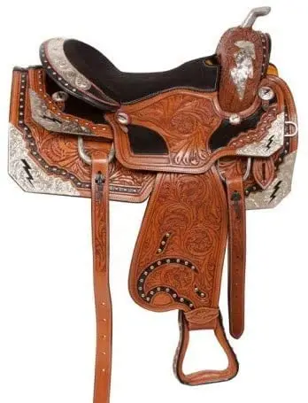 Star International Genuine Leather Western Pleasure Show Horse Saddle Tack Set Headstall, Breast Collar & Reins
