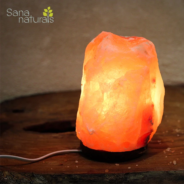Гималайские соляные лампы ручной работы для украшения дома с деревянным основанием
