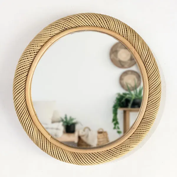 Decorative Wall Mirror Rattan Mirror Frame Handmade for Home Decor from Vietnam Vintage