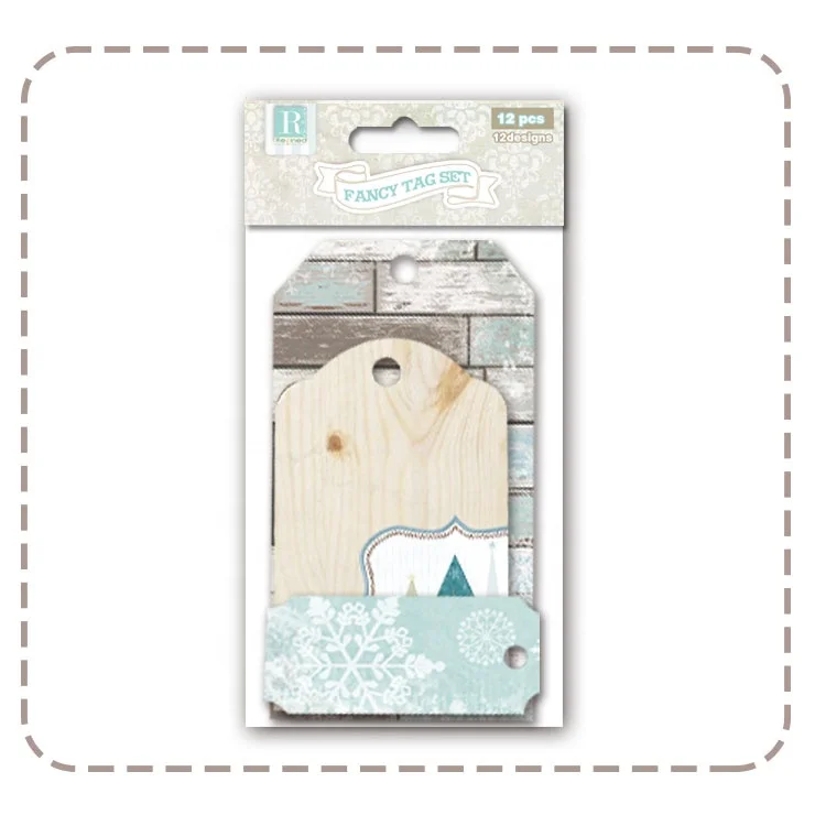 12pcs hot sale hobby craft paper die cut fancy tag set with winter design