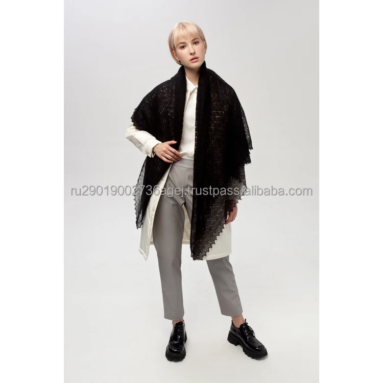 Great quality knit shawls for ladies for winter made of top grade goat down reliable supplier woolen shawls