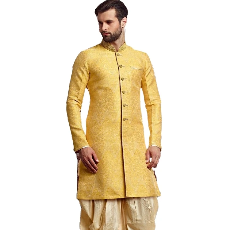 Индийский свадебный костюм KURTA DHOTI SALWAR из чистой ткани ручная работа Блейзер шервани для мужчин платье Болливуд оптовая