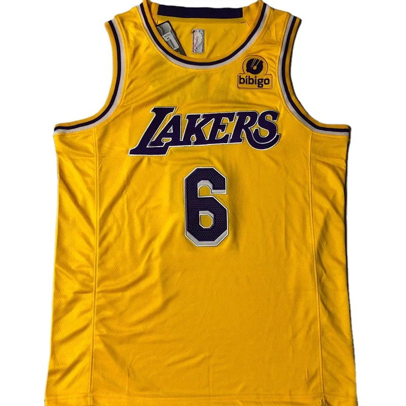 Полиэфирные трикотажные изделия laker s No. 6 James, высококачественные мужские баскетбольные майки с плотной вышивкой, баскетбольные майки большого размера