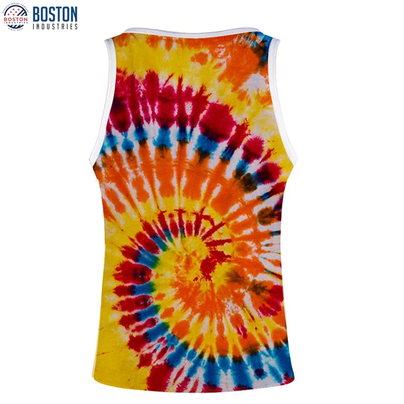 Summer Mens Beach Tie-Dye Gym Vest Tops Custom Running Wrestling Singlets