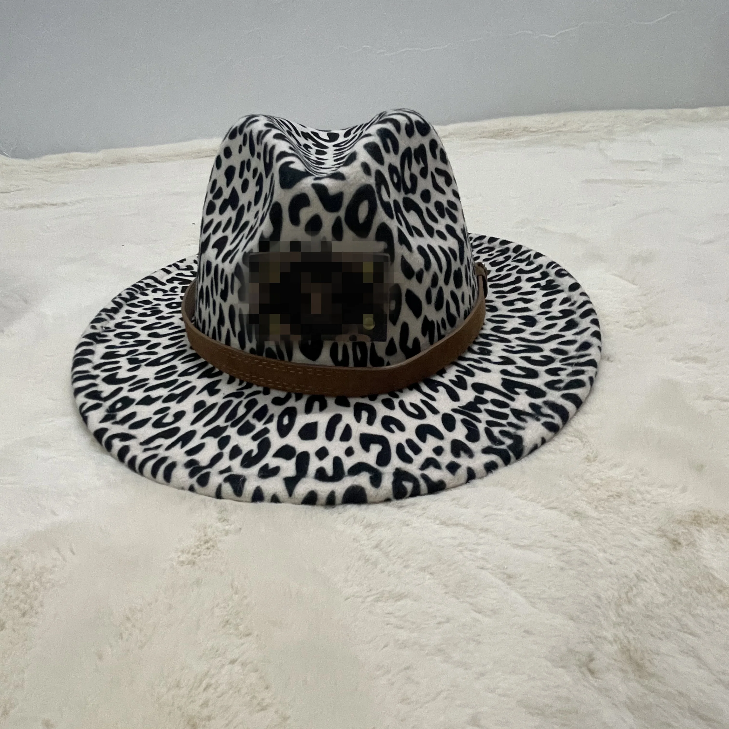 Новая Стильная осенне-зимняя Классическая джазовая шляпа с большими широкими полями и леопардовым принтом, мужская и женская шляпа, шляпы-федоры