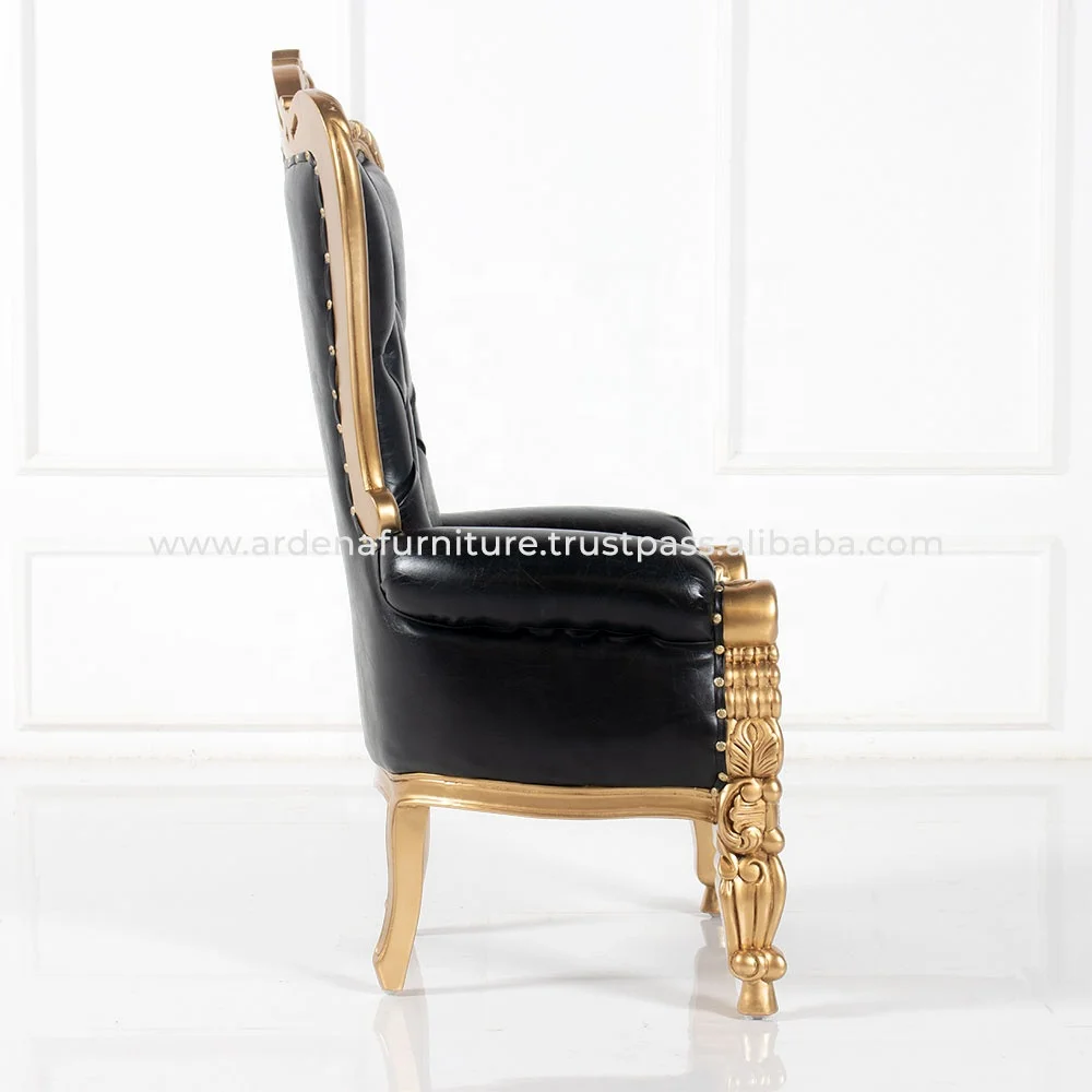 Royal Luxury Kids Throne Chair Beautiful Solid Wood Gold Fabric High Quality Antique Style Furniture Wedding Parties Apartments