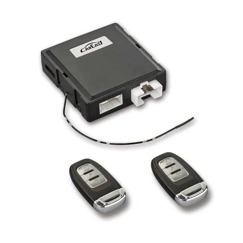 PKE smart key car alarm keyless push button start system with remote engine start and shock sensor