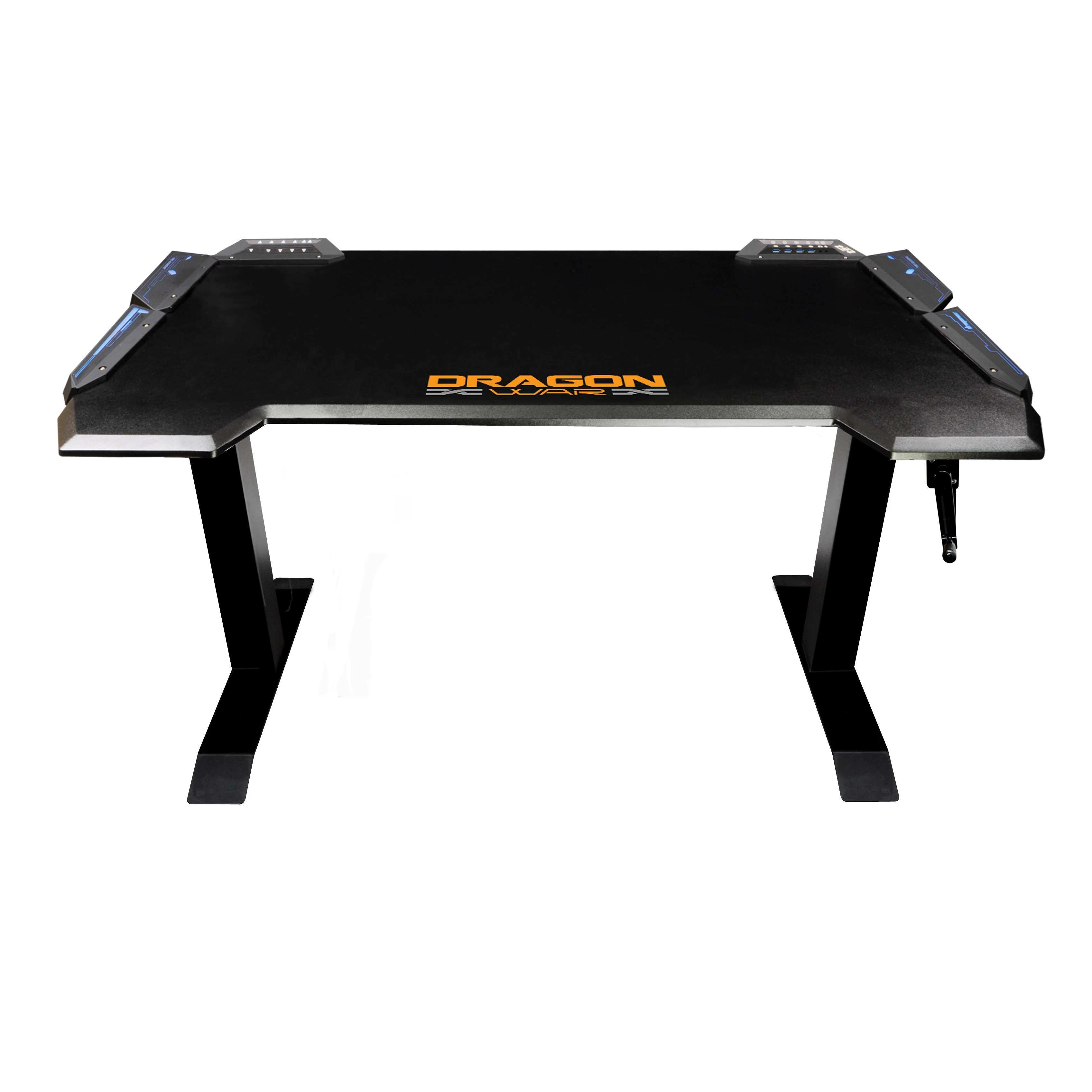 Hand crank move up and down OEM logo private mold RGB switch light by touch pad computer gaming desk with mouse pad