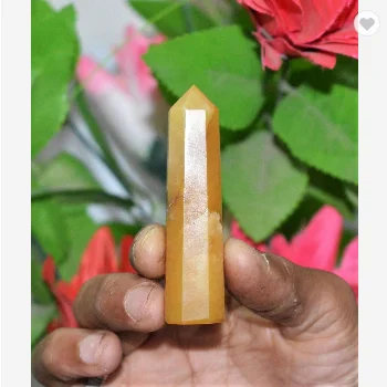 Mini Yellow  Egyptian Natural Fluorite Healing Power Obelisk Tower