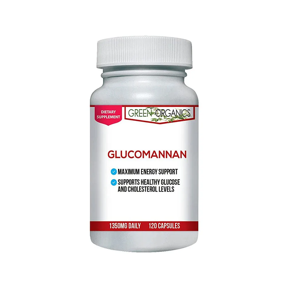 Зеленые органические капсулы глюкоманана, корневой порошок конжака, поддержка потери веса и подавление аппетита, 120 капсул